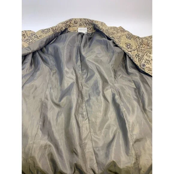 Newport News Brocade Jacquard Button Jacket Vintage Pea Coat Mid Length Women 12 - Picture 10 of 12